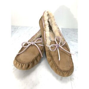 UGG Dakota Wool Lined Suede Slipper 5131 Women 9 Beige Shearling Moccasin VGUC